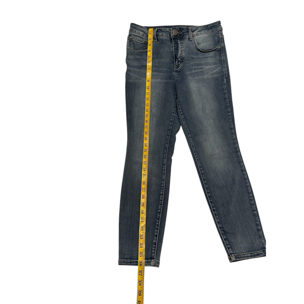 Maurices Everflex Jeans High Rise Womens 12 SHORT Ankle BLUE Distressed Cowgirl - Picture 9 of 14